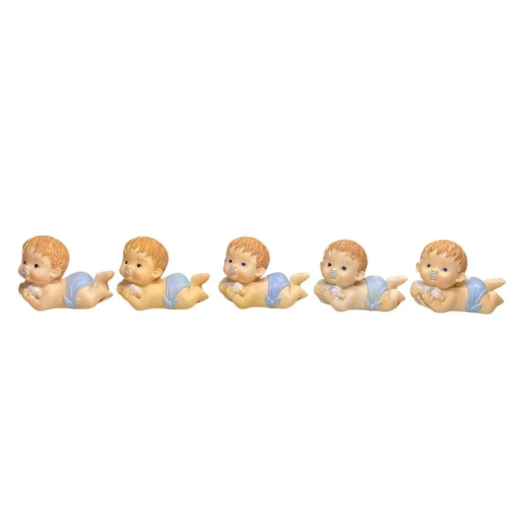5 CWI Brand Baby Figurines Vintage Baby Shower Gift Decor Crafts 2” T Blue NWT - Picture 3 of 13
